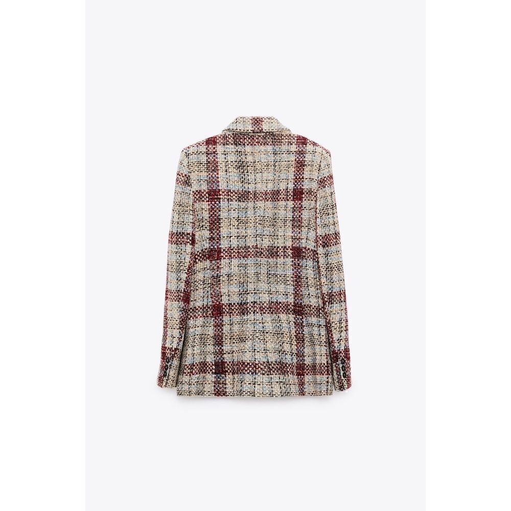 NWT Zara Blogger’s Favorite Textured Plaid Boucle Double Breasted Blazer, Small - Picture 12 of 16